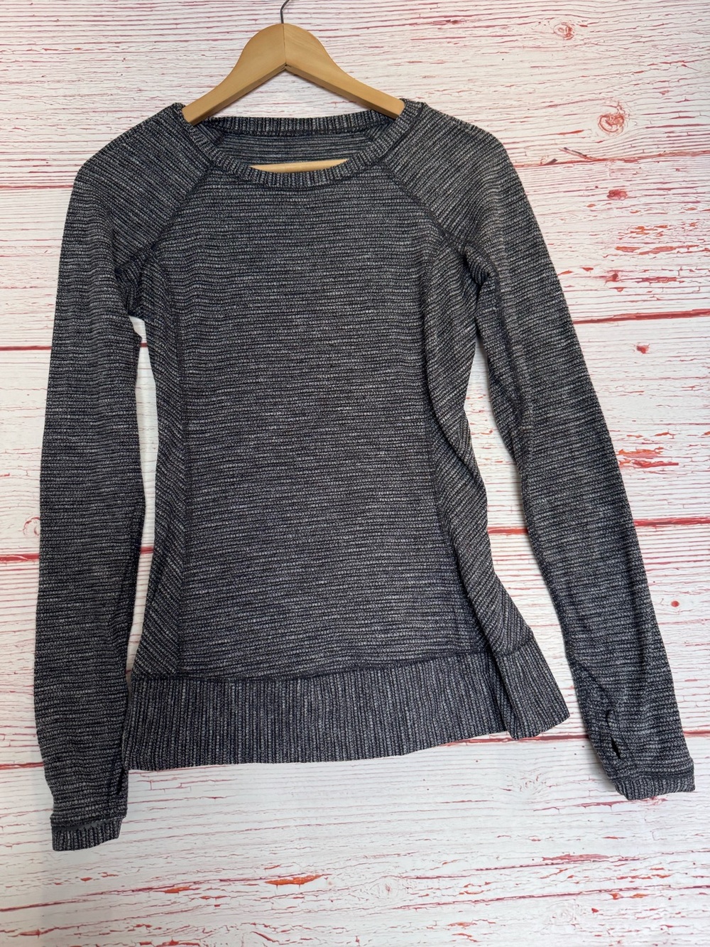 Lululemon Race Your Pace Long Sleeve in Coco Pique Black Sz 4
